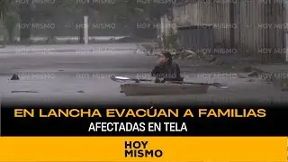 En lancha evacúan a familias afectadas en Tela