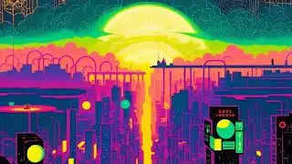 Free Stock Videos - a vibrant colorful futuristic cyberpunk city on sunset