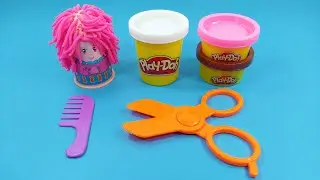 Haircut toy with play dough. Fun hair salon toy.