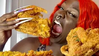Cajun Fried Crab Legs, skrimp and yellow rice Mukbang! 🦀🍤