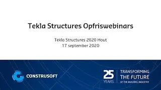 Tekla Opfriswebinars 2020 |  Tekla Structures 2020 voor hout