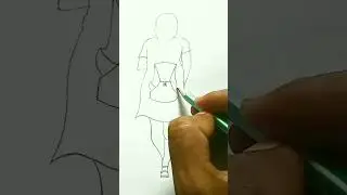 College Girl Drawing With Bag 👩&zwj;🏫 ~ tutorial #shorts#drawing #art #youtubeshorts #college #girl