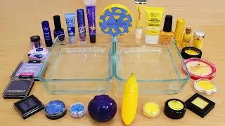 Blueberry vs Banana - Mixing Makeup Eyeshadow Into Slime ASMR 322 Satisfying Slime Video