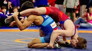 U20 Rassoul Galbouraev (FRA) vs Rashid Abdul Hotak (SUI) 57kg. Freestyle men wrestling tournament.