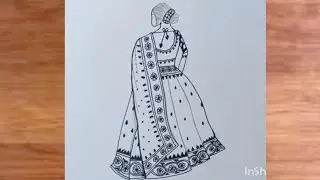 How to draw a traditional lehanga easy drawing for beginners 