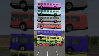 Mixed Colorful Buses Tower Falling - BeamNG.Drive