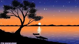 Beautiful Scenery Drawing in MS Paint Step by Step | MS Paint Easy Digital Drawing for Beginners