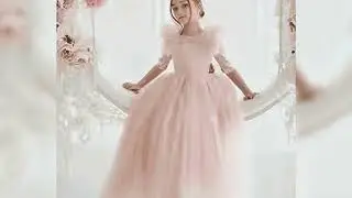#Light Pink  Flower Girl Dresses Tulle With Bow Half Sleeve For Wedding Birthday Party Banquet Prin