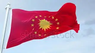 Emblem of the President of Turkey Flag red cloth Waving  loop  4K