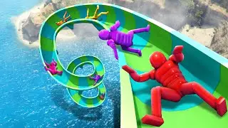 Euphoria Dude Epic Waterslide Ragdolling in Grand Theft Auto 5 (part 10)