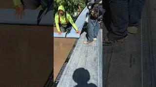 Experienced roofers installing 90 lb roll! 🏡 #roofing #construction #homedecor