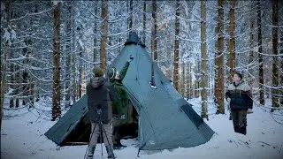 Hot tent winter camping at -14°C/7°F