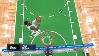 Jaylen Brown with a double pump reverse dunk