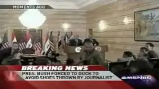 Bush Shoe thrown - 2 shoes thrown at President Bush during press conference in Iraq