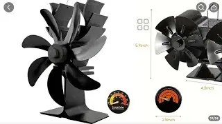 Temu: (Fireplace fan)  Wood Stove Fan with Thermometer, Heat-Powered Non-Electric Thermal Fan Metal 