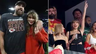 Travis Kelce praises Taylor Swift for Super Bowl drink chugging.