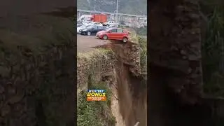 a car falling off the cliff