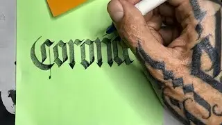 Writing some word &ldquo;Corona&rdquo; logo - gothic calligraphy
