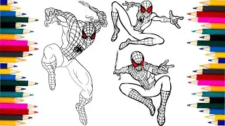 3 Versions of Spider-Man Suits Coloring Tutorial! The Spider-Verse! How to Draw Spiderman!