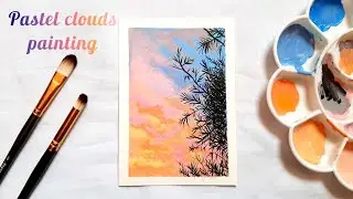 Pastel clouds painting 😍 tutorial for beginners/ Acrylic painting /Sunset vibes #art