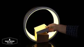 Modern round wood bedside table lamp with jewellery box