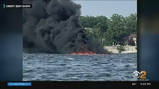 Family rescued after boat explodes in waters off Long Island