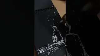 white colour pen on black paper. #youtubeshorts #art #trending  #viral