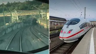 Rückwärts-Führerstandsmitfahrt über die SFS an der Loungescheibe SOUND im ICE3 Nürnberg nach München