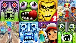Subway Surfers VS ( Bus and Railway Surfers ,Temple Run 2 , Zombie Run 2 and Tsunami ,Monster Run )