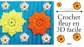 Crochet Fleur 3D facile et rapide🌸🌼🌺modele2 special droitiers