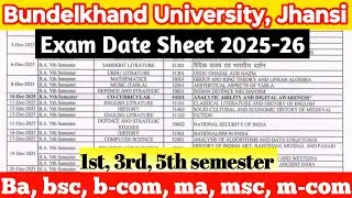 Bu Jhansi Exam Date Sheet 2025 | Bu Jhansi Exam Time Table 2025-26 | bu jhansi news today |