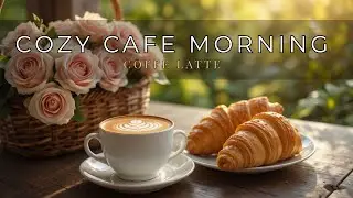 Relaxing Morning Caf&eacute; Ambience ☕ Soft Jazz Music, Fresh Croissants & Cozy Spring Coffee Shop