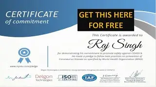 GET COVID19 FREE PLEDGE  CERTIFICATE