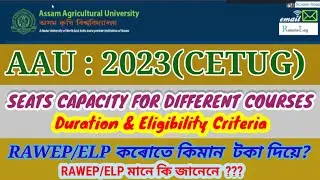 Aau CETUG seat capacity in different courses ll Rawep & ELP programme