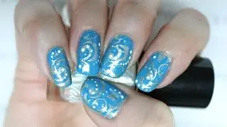 Nail Art Design Blue & Gold Inspired By Nashi Tutorials