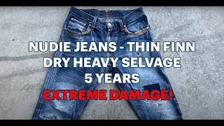 Nudie Jeans - Thin Finn Dry Heavy Selvedge (5 years, extreme repair)