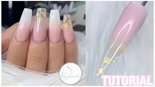 GOLD FOIL ACRYLIC NAILS | ENCAPSULATE GOLD FLAKES | GLITTERBELS ACRYLIC TUTORIAL | NAILS FASCINATION