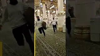 Worshippers hurry to reach the front rows at Al-Masjid an-Nabawi