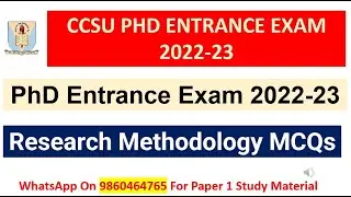 CCSU PhD Entrance Exam Form 2022 | Research Methodology MCQs | | CCSU PhD Entrance Exam 2022-23
