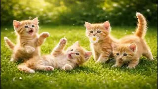 😻🍀 Playful Kittens Running on Fresh Green Grass | Lovely Cat Sounds | Relaxing Cat Sounds