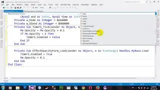 How to Set Effect Opacity Form with Timer in VB NET 2012