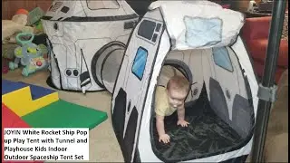 Rocket Ship Pop-up Play Tent with Tunnel and Playhouse Kids Indoor Outdoor Spaceship Tent Set
