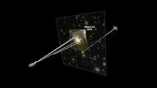 gravity of a massive galaxy cluster bends and focuses the light from a supernova behind it