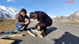 Ahşap kızak yaptık çocuklarla eğlendik Wood snow sled #asmr  #sledders