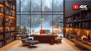 Emotional Winter Piano & Snowstorm ❄️ Sad & Relaxing Library Ambience for Reading