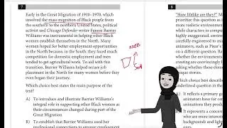 PSAT practice test 1 Question 7 module 1 Reading & Writing Early in the Great Migration of 1910&ndash;1970