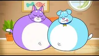 Kiki the cat and Puppo the dog gets fat and sleeping!