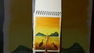 easy sunset scenery with oilpastle ##@@ soundhar Art Studio