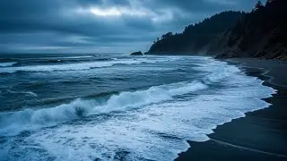 Night Ocean Ambience 🌙 Calm Beach Waves to Quiet Thoughts and Relax the Body
