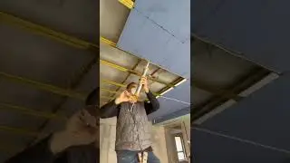 the process of gluing the ceiling installation using a special glue gun #shorts #trending